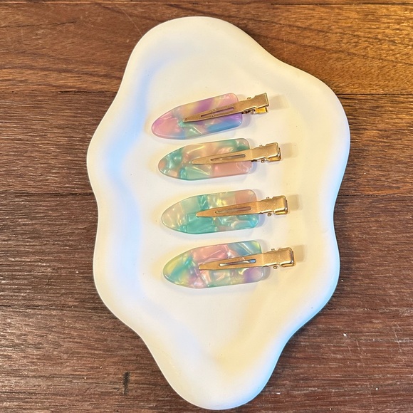 Aurora Color Acetate No-Crease Hair Clip Minimalist Side Clip 4 Pack - Picture 1 of 4